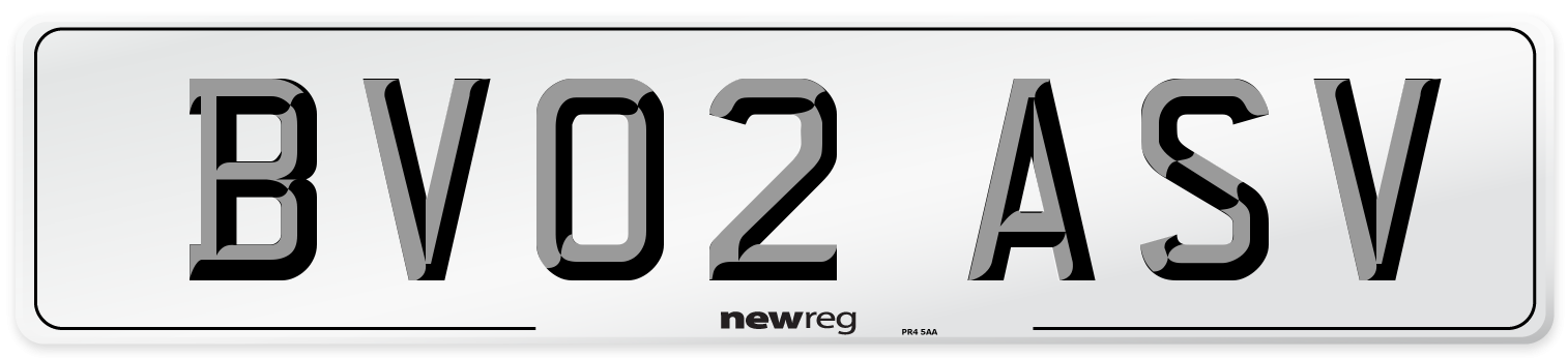 BV02 ASV Number Plate from New Reg
